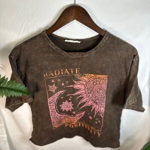 Radiate Positivity Brown Graphic Tee